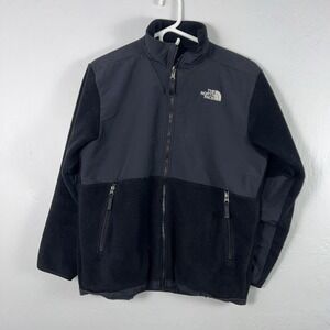 The North Face Denali Jacket Boys XL/TG Black‎ Fleece Mock Collar Full Zip ✅